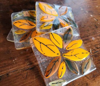 Fused Glass Fall Coaster Set